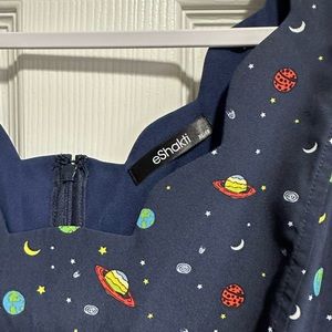 Eshakti outer space dress with scalloped neck